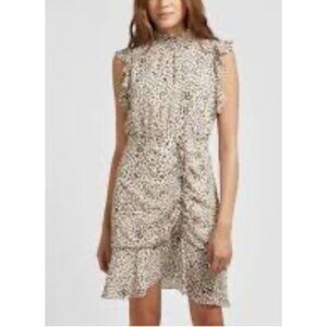 Anthropologie Sam Edleman Dress Pink Black 14 Large Flutter Sleeve New